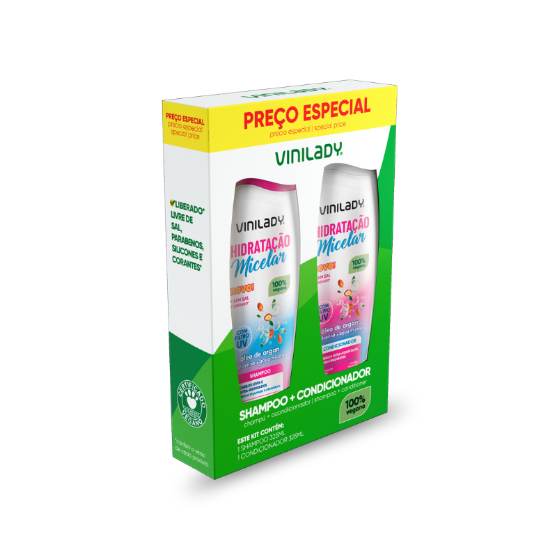 VINI LADY KIT SHAMPOO + COND. HIDRATAÇÃO MICELAR 325ML